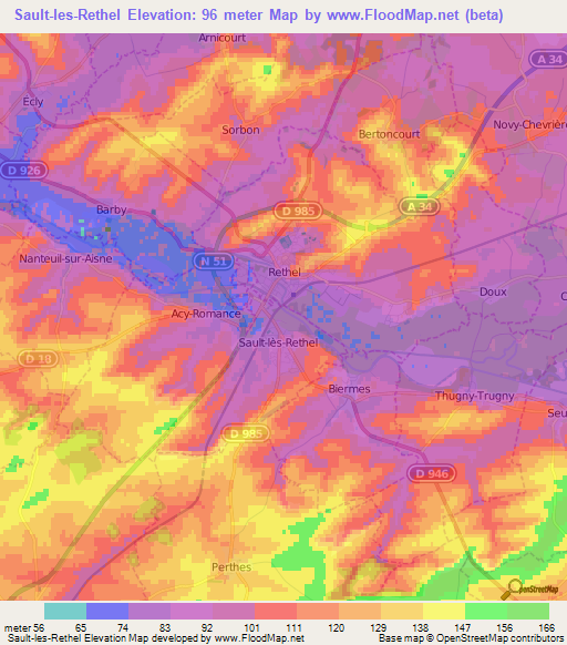 Sault-les-Rethel,France Elevation Map