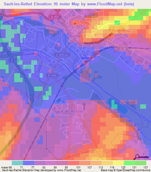 Sault-les-Rethel,France Elevation Map