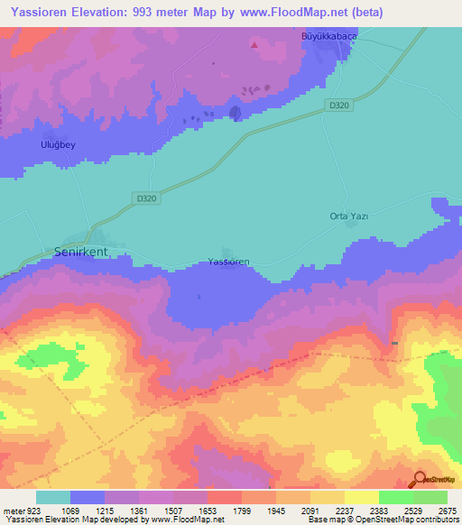 Yassioren,Turkey Elevation Map