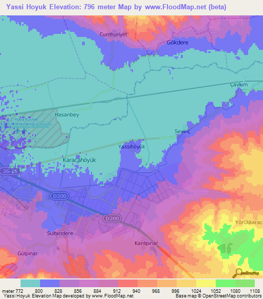 Yassi Hoyuk,Turkey Elevation Map