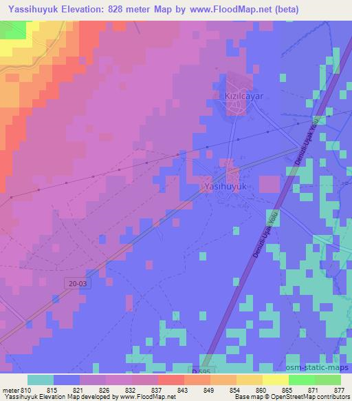 Yassihuyuk,Turkey Elevation Map