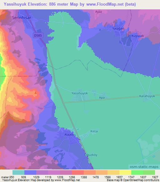 Yassihuyuk,Turkey Elevation Map