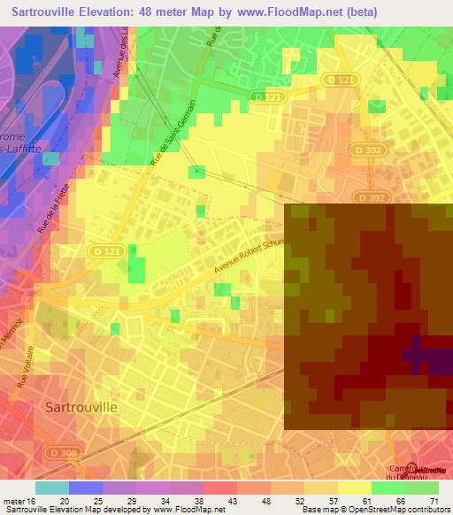 Sartrouville,France Elevation Map