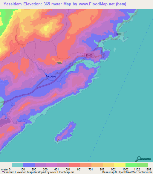 Yassidam,Turkey Elevation Map