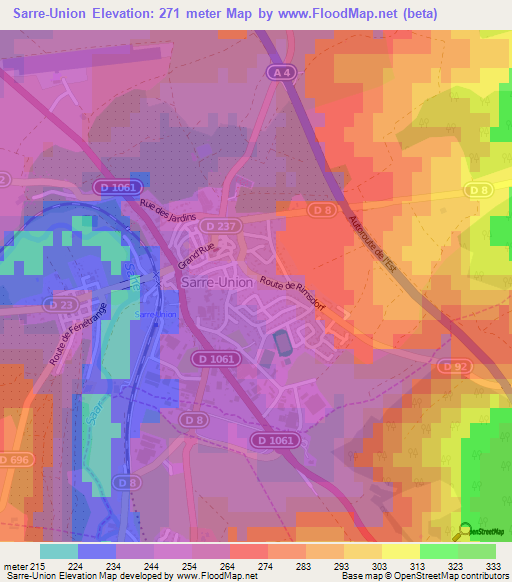 Sarre-Union,France Elevation Map