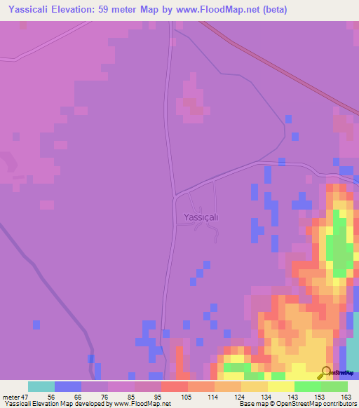 Yassicali,Turkey Elevation Map