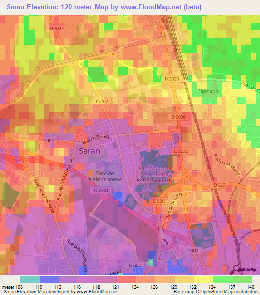 Saran,France Elevation Map