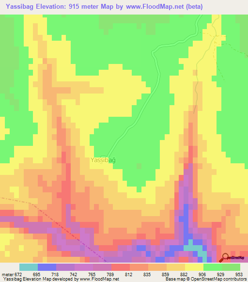 Yassibag,Turkey Elevation Map