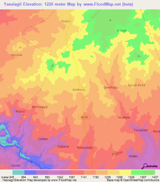 Yassiagil,Turkey Elevation Map