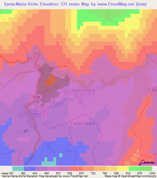 Santa-Maria-Siche,France Elevation Map