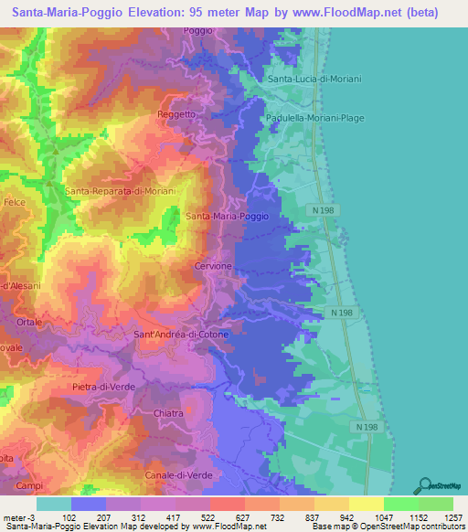 Santa-Maria-Poggio,France Elevation Map