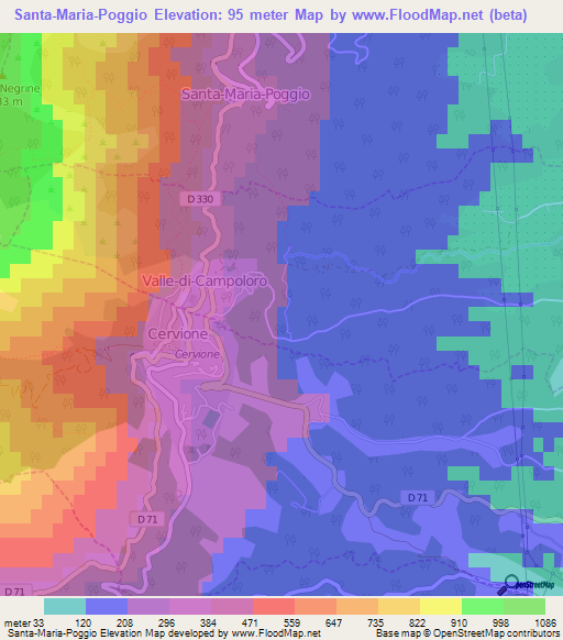 Santa-Maria-Poggio,France Elevation Map