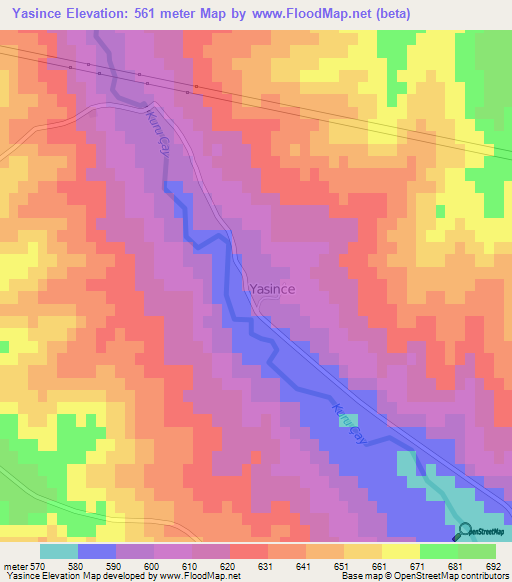 Yasince,Turkey Elevation Map