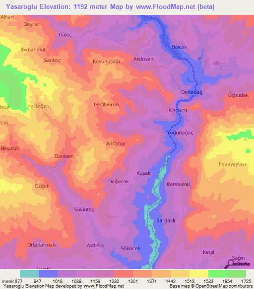 Yasaroglu,Turkey Elevation Map