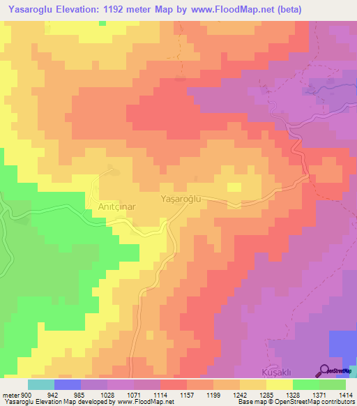 Yasaroglu,Turkey Elevation Map