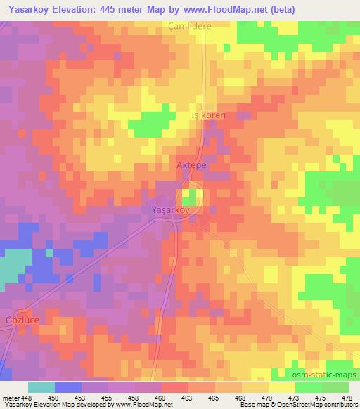 Yasarkoy,Turkey Elevation Map