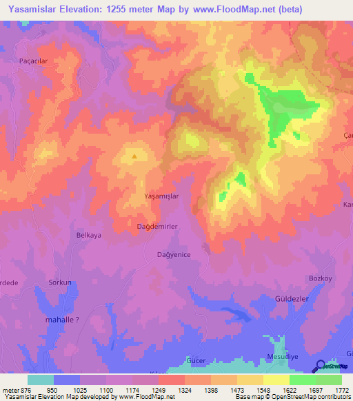 Yasamislar,Turkey Elevation Map