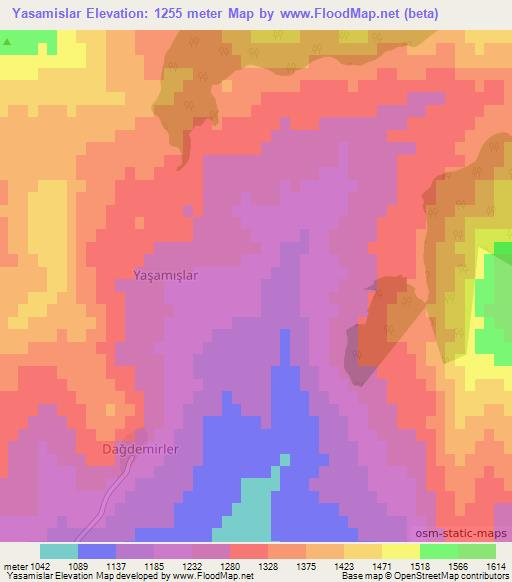 Yasamislar,Turkey Elevation Map