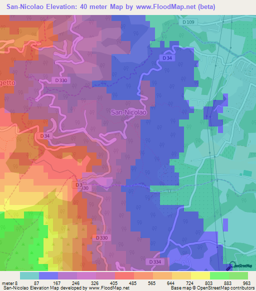 San-Nicolao,France Elevation Map