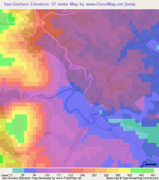 San-Giuliano,France Elevation Map