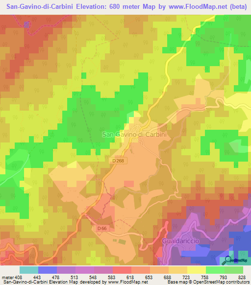 San-Gavino-di-Carbini,France Elevation Map