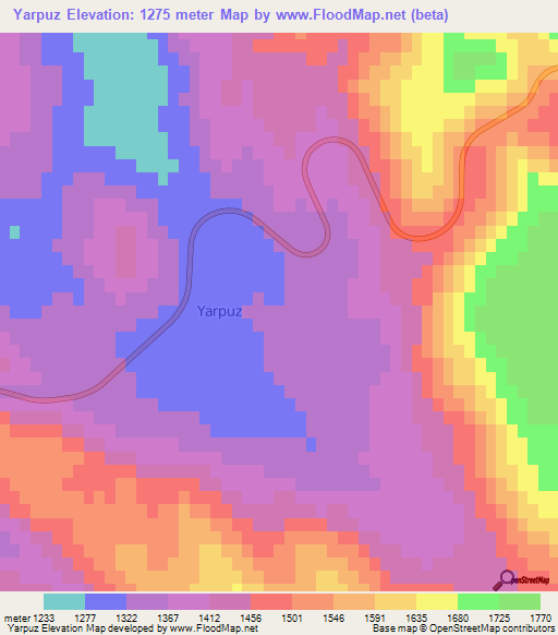 Yarpuz,Turkey Elevation Map