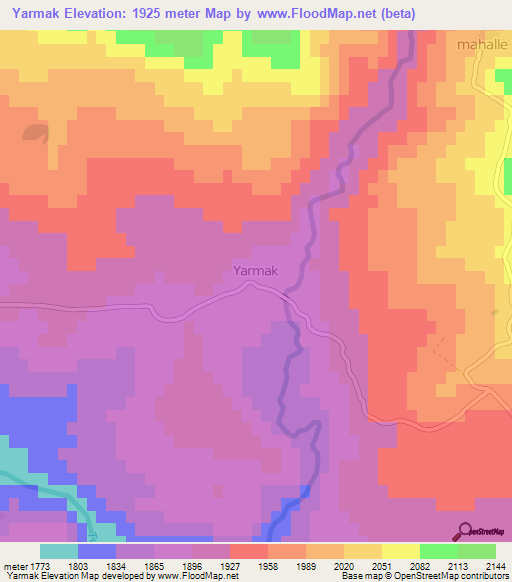 Yarmak,Turkey Elevation Map