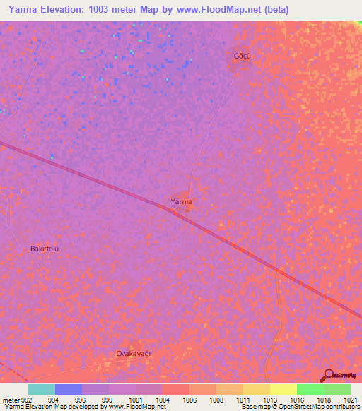 Yarma,Turkey Elevation Map