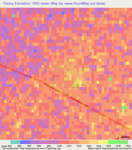 Yarma,Turkey Elevation Map