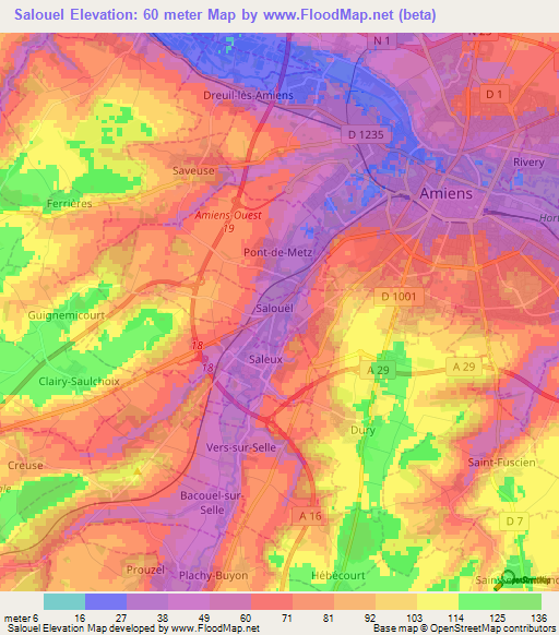 Salouel,France Elevation Map