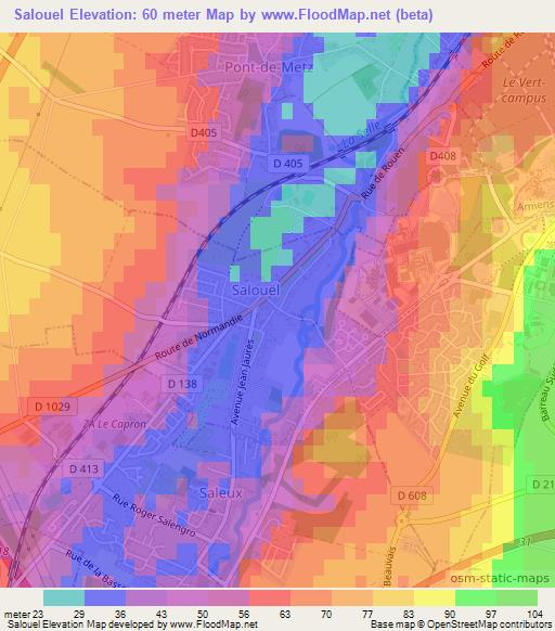 Salouel,France Elevation Map