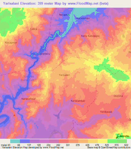 Yarisalani,Turkey Elevation Map