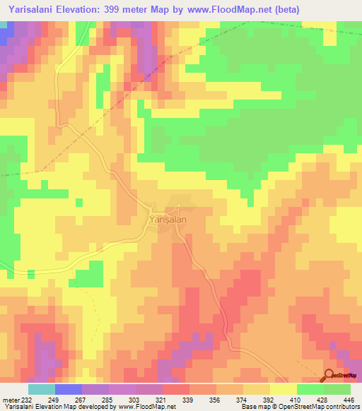 Yarisalani,Turkey Elevation Map