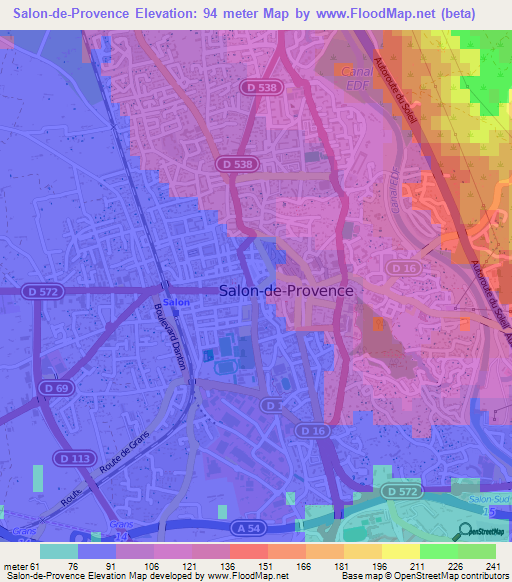 Salon-de-Provence,France Elevation Map