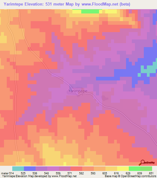 Yarimtepe,Turkey Elevation Map