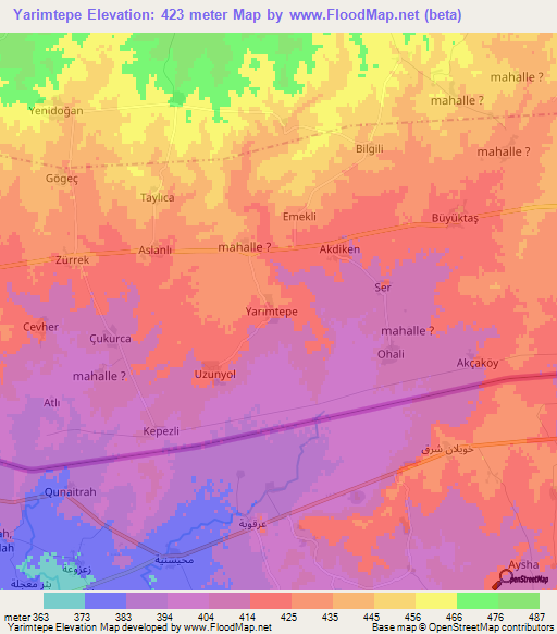 Yarimtepe,Turkey Elevation Map