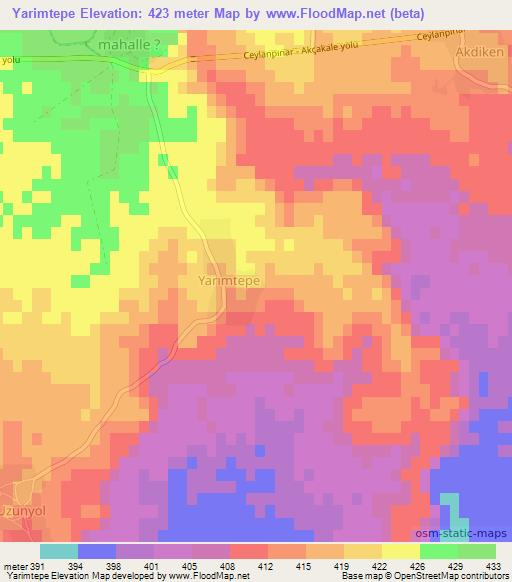 Yarimtepe,Turkey Elevation Map