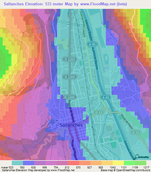 Sallanches,France Elevation Map