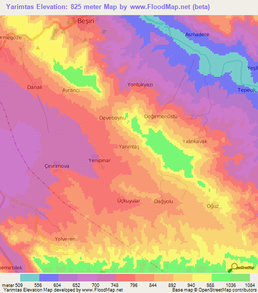 Yarimtas,Turkey Elevation Map