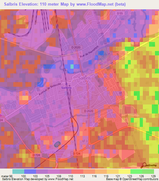 Salbris,France Elevation Map