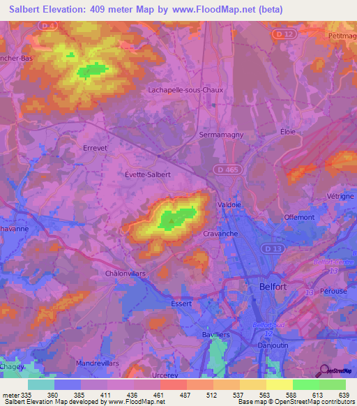 Salbert,France Elevation Map