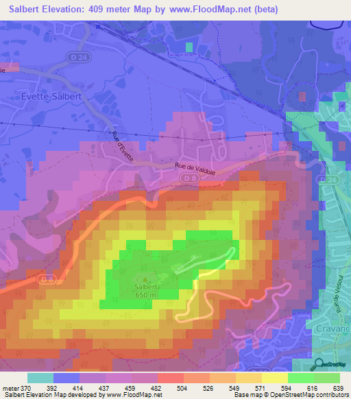 Salbert,France Elevation Map