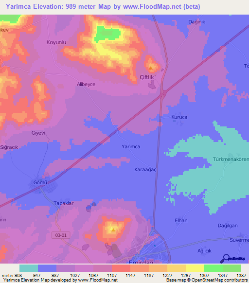 Yarimca,Turkey Elevation Map