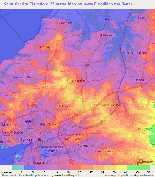 Saint-Xandre,France Elevation Map