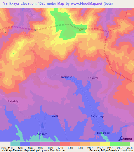 Yarikkaya,Turkey Elevation Map