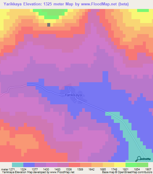 Yarikkaya,Turkey Elevation Map