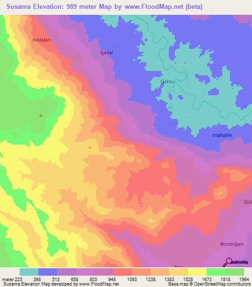 Susama,Turkey Elevation Map