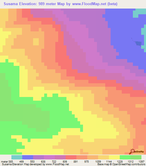 Susama,Turkey Elevation Map