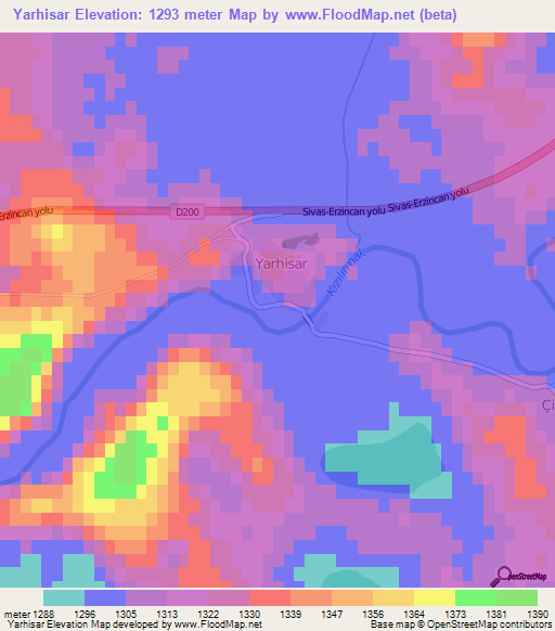 Yarhisar,Turkey Elevation Map