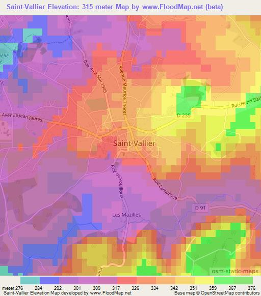 Saint-Vallier,France Elevation Map